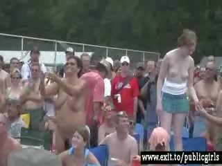 Milfs going Nude in public Party crowd vid