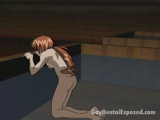 Röd håriga animen homosexuell få analt borrade av en stor sticka vovve stil