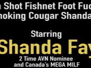 Cum Shot Fishnet Foot Fucking by Smoking Cougar Shanda